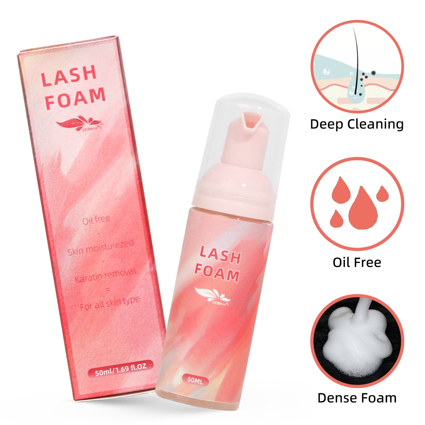 Eyelash Extensions Foam Shampoo Cleaner with Brush