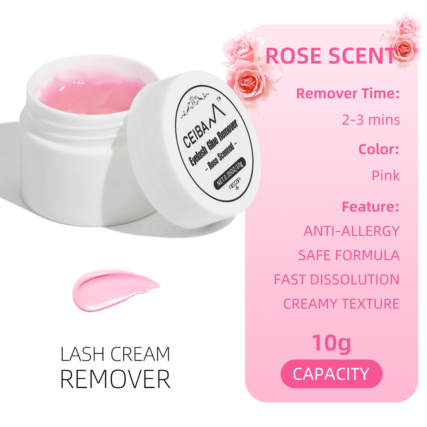 CEIBAM Rose Scent Creamy Eyelash Glue Adhesive Removal
